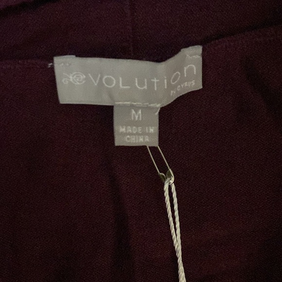 Evolution by Cyrus Myna Button Sleeve Burgundy Open Front Cardigan Size M - Picture 8 of 9